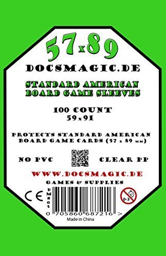 docsmagic.de 100 Standard American Board Game Sleeves - 57 x 89 - US - 59 x 91