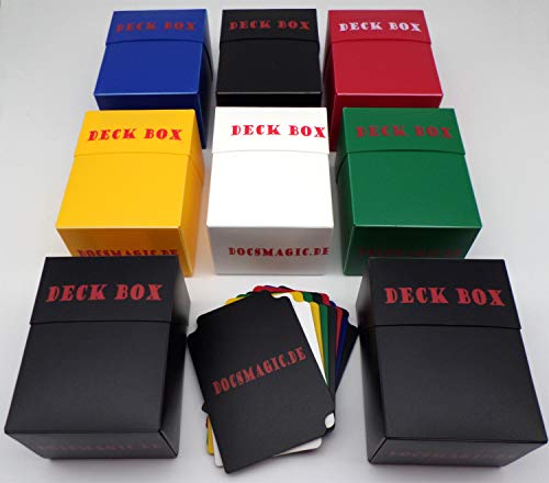 docsmagic.de Deck Box Mix - Black, Blue, Green, Red, White Yellow - 8 Count - PKM - YGO - MTG