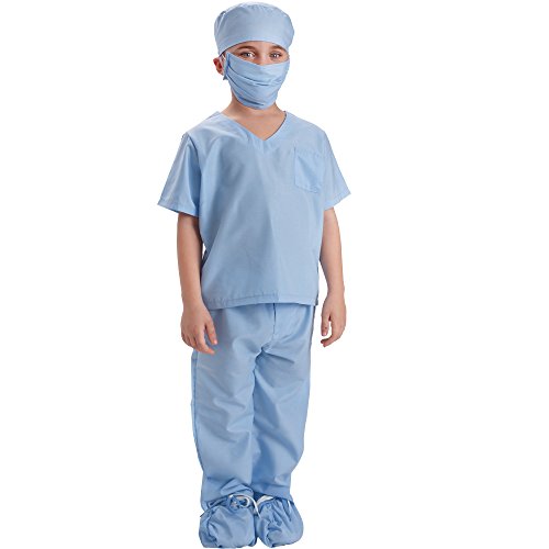 Dress Up America-Children Kids Doctor Scrub's Pretend Play Outfit Disfraz Infantil Scrubs, Color Azul, 8-10 años (Cintura: 76-82 Altura: 114-127 cm) (874B-M)