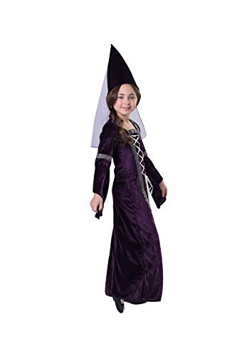 Dress Up America Medieval Princess Traje - Renacimiento Dress Up Set para niñas - El juego incluye vestido púrpura y Hennin Hat - S