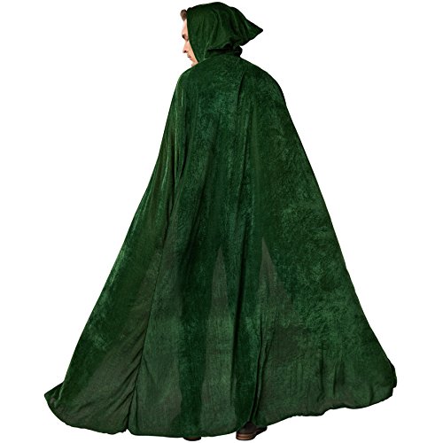dressforfun Capa con Capucha de Terciopelo | Adecuado para Muchos Disfraces (Verde 116 cm | No. 301866)