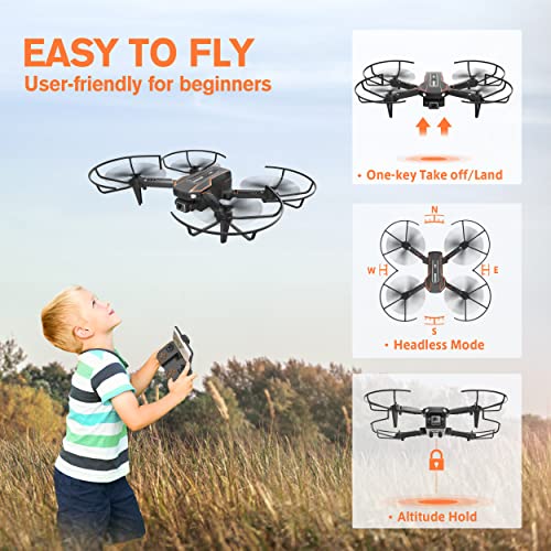 Drones para Niños con Cámara 720P, WiFi FPV RC Quadcopter para Principiantes, Modo sin Cabeza, Altitud Hold, 3 Modos de Velocidad, 3D Flip, Modo Órbita, Regalos y Juguetes para Niños