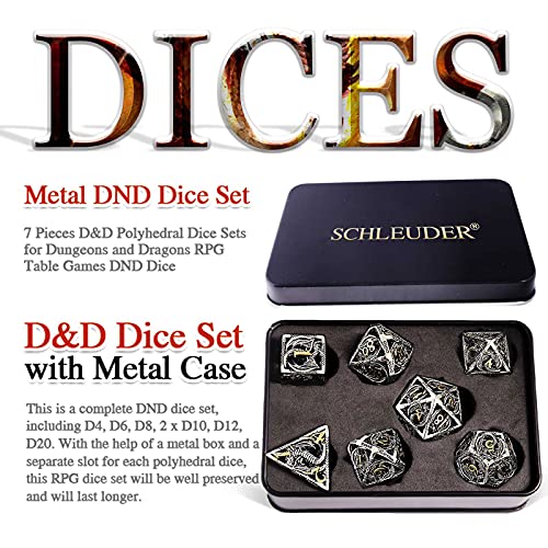 Dungeons and Dragons Dados Set, Dados de rol Dice Metal Gold Set, La Mazmorra Juego de Mesa, Cobre Dragones y Mazmorras Juego de Dados (Plata Antigua)