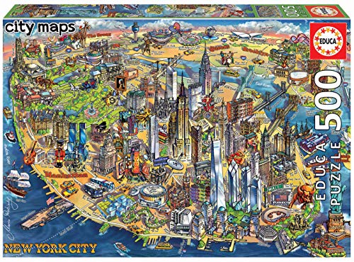 Educa - Mapa de Nueva York Puzzle, 500 Piezas, Multicolor (18453)
