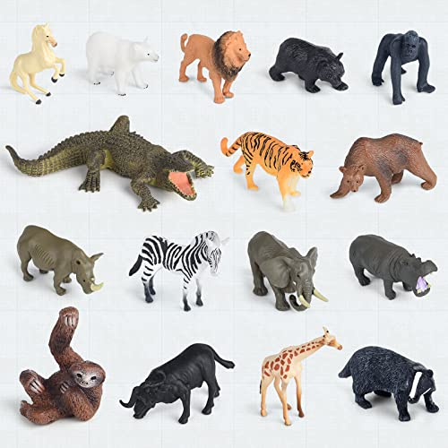 ELECLAND 16 Piezas de Figuras de Animales de zoológico de la Selva, Figuras de Animales de Safari, Figuras de Animales del Bosque, Mini Adornos para Tartas de Animales, Figuras de Juego para niños