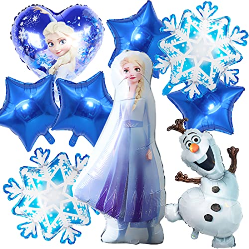 Elsa - Decoración para fiesta de cumpleaños, 9 unidades, globos de helio congelados, para niñas y mujeres, cumpleaños, baby shower, fiesta de fondo