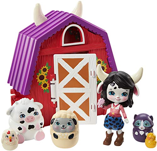 Enchantimals Granja de Cambrie Cow Casa de juguete con muñeca y mascota matrioska sorpresa (Mattel GTM48)