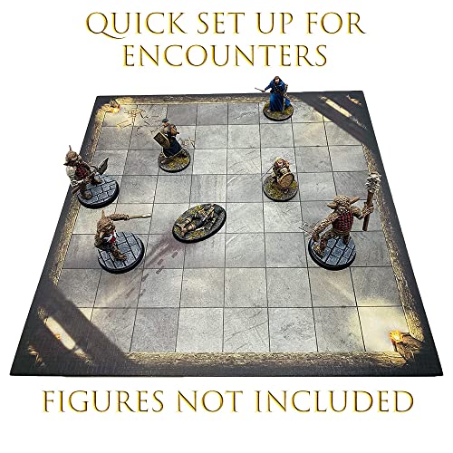 Encuentros sin fin, mapas de terreno tácticos flexibles para juegos - Tapete de juego Battle Grid - Juego de rol portátil DND RPG - Mesa de dragones y mazmorras de cuadrícula de 1 pulgada (mazmorra)