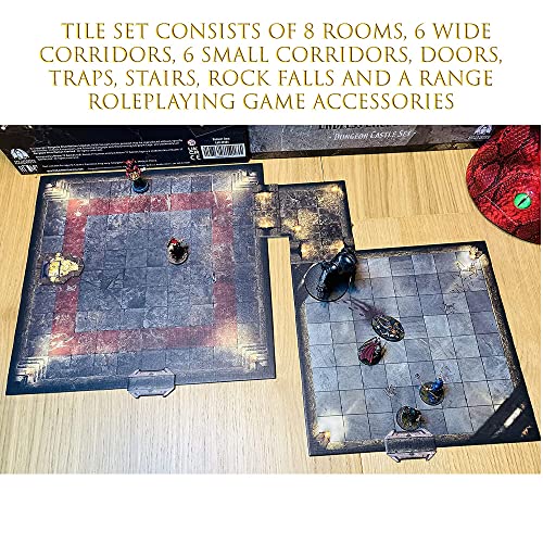 Encuentros sin fin, mapas de terreno tácticos flexibles para juegos - Tapete de juego Battle Grid - Juego de rol portátil DND RPG - Mesa de dragones y mazmorras de cuadrícula de 1 pulgada (mazmorra)