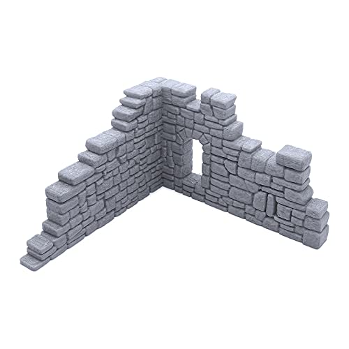EnderToys Juego de paredes de piedra en ruinas B, paisaje de terreno para mesa de 28 mm, miniaturas Wargame, impreso en 3D y pintable