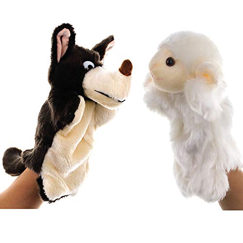 EQLEF Marionetas de Mano, Marionetas de ovejas realistas Marionetas de Peluche Suaves para Jugar y Contar Historias de Lobos y corderos