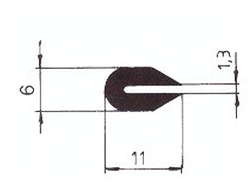EUTRAS-Kantenschutz 2072 Eutras KSO4005-Protector de bordes (3 m, PVC, 1,3 mm), color negro