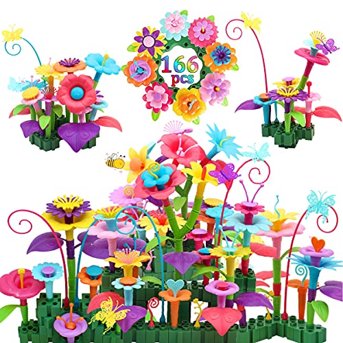 Evance Juego de Juguetes de Jardín de Flores + Mariposa Decorativos, DIY Ramo de Arreglo Floral Regalo, Juguetes de construcción de Jardines de Flores (166 PCS)