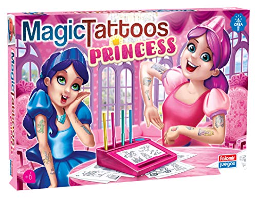 Falomir- Tatuajes mágicos Princesas. Juego de Mesa. Manualidades, Multicolor (31054)