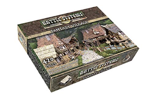 Fantasy Battle Systems Wargames Terrain Village - Multi Level Tabletop War Game Board - Wargaming 40K Universe - BSTFWC001