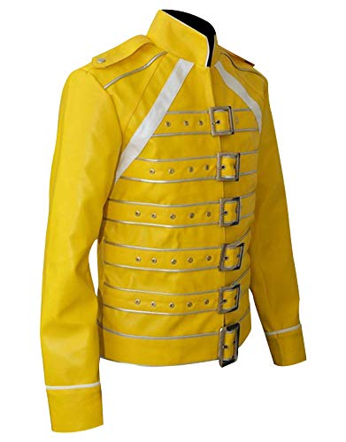 Fashion_First Chaqueta Freddie Mercury para hombre, diseño de reina de tributo Wembley concierto de cuero, Freddie Mercury Chaqueta, S