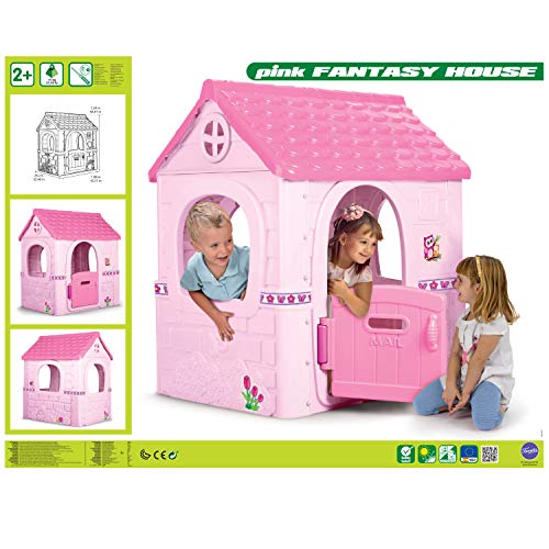 Feber Fantasy House Casita Infantil, Pink (Famosa 800012222) + Tobogán con Agua para Niños A Partir De 2 Años (Famosa 800009001)