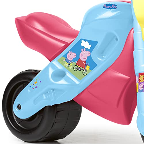 FEBER - Motofeber 2 Peppa Pig, correpasillos resistente con claxon, ruedas anchas, uso dentro y fuera de casa, favorece el desarrollo global y psicomotriz del niño de 3 a 5 años