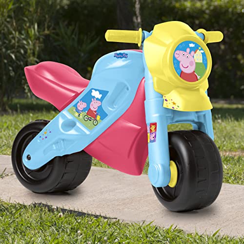 FEBER - Motofeber 2 Peppa Pig, correpasillos resistente con claxon, ruedas anchas, uso dentro y fuera de casa, favorece el desarrollo global y psicomotriz del niño de 3 a 5 años