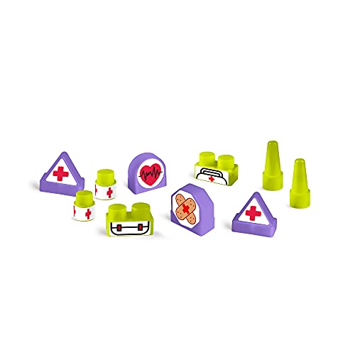 FEBER - Motofeber Blocks Ambulance, correpasillos con juego 3 en 1 y temática de médicos, incluye corre pasillos con panel de encajables y 10 bloques de figuras geométricas, Famosa (800013223)