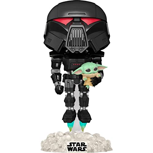 Figura de vinilo de Star Wars: The Mandalorian Dark Trooper con Grogu que brilla en la oscuridad Pop! Exclusiva