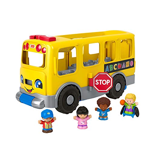Fisher-Price- Autobús Escolar Amarillo Grande de Little People (Mattel GTL68), (Versión en español)