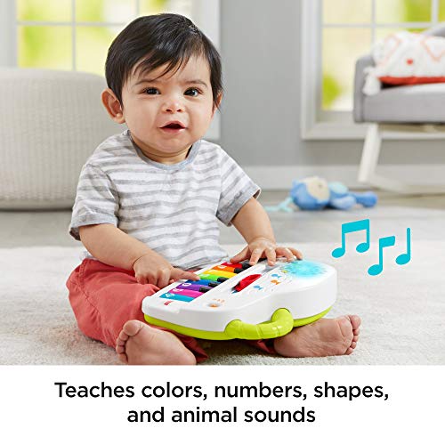 Fisher-Price Fisher-Price-GFK04 Juguete Infantil de Piano Iluminado para reír y Aprender Sonidos tontos, Multicolor, 20.4 x 13.4 x 21.3 cm (Mattel GFK04)