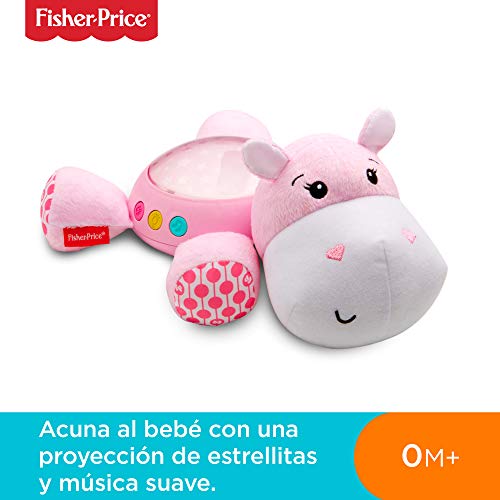Fisher-Price - Hipopótamo dulces sueños rosa, juguete de cuna bebé (Mattel FGG89)