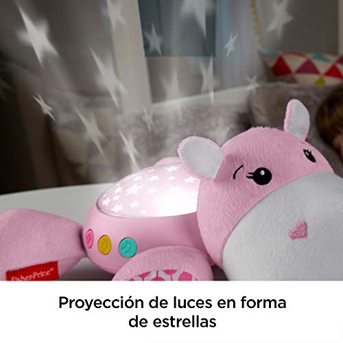 Fisher-Price - Hipopótamo dulces sueños rosa, juguete de cuna bebé (Mattel FGG89)