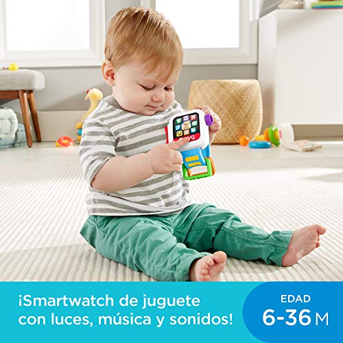Fisher-Price- Smartwatch Hora de Aprender, Juguete con música y luz para niños + 6 Meses (Mattel GMM40)