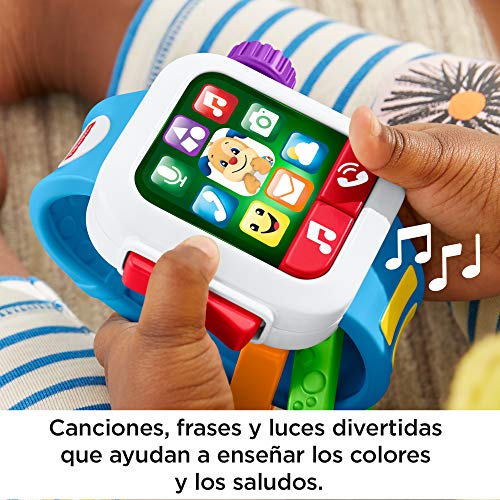 Fisher-Price- Smartwatch Hora de Aprender, Juguete con música y luz para niños + 6 Meses (Mattel GMM40)