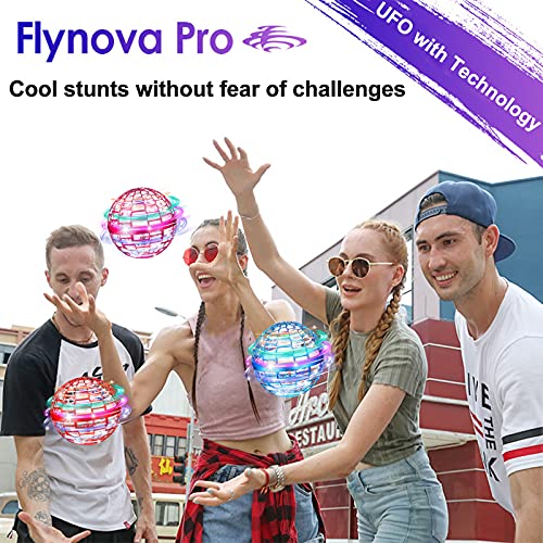 FLYNOVA PRO Flying Ball, Bola Voladora Mini Drone Incorporado RGB LED Spinner 360 ° UFO Giratorio, Fly Orb Mágico Magic Volar Juguetes para Niños Adultos al Aire Libre Interior(Azul)