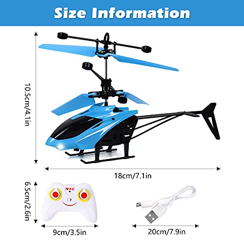FORMIZON Helicóptero RC, Mini Helicóptero de Control Remoto con Luces LED, Despegue/Aterrizaje con un Botón Helicóptero Teledirigido para Interior y Exterior, Juguete de Regalo para Niños (Azul)