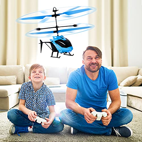 FORMIZON Helicóptero RC, Mini Helicóptero de Control Remoto con Luces LED, Despegue/Aterrizaje con un Botón Helicóptero Teledirigido para Interior y Exterior, Juguete de Regalo para Niños (Azul)