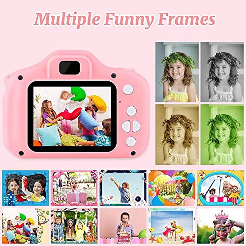 Fotos Digital para Niños, Cámara Fotos niños con Tarjeta de Memoria Micro SD 32GB, Camara Fotos Infantil para Niños Niñas Regalos de cumpleaños, 1080P, Rosa