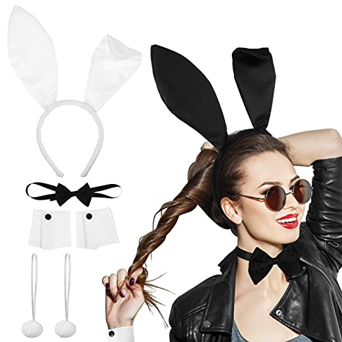 FRCOLOR Juego de accesorios para disfraz de conejo, orejas, diadema, pajarita, cola, disfraz de Halloween, para cosplay, fiesta, 10 unidades