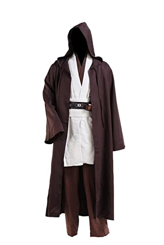 Fuman Disfraz de Kenobi Jedi con túnica, disfraz de Cosplay para hombres adultos