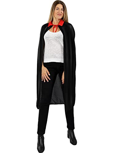 Funidelia | Capa de Vampiro negra 110 cm para hombre y mujer ▶ Terror, Dracula, Vampire - Accesorios para adultos, accesorio para disfraz - Negro