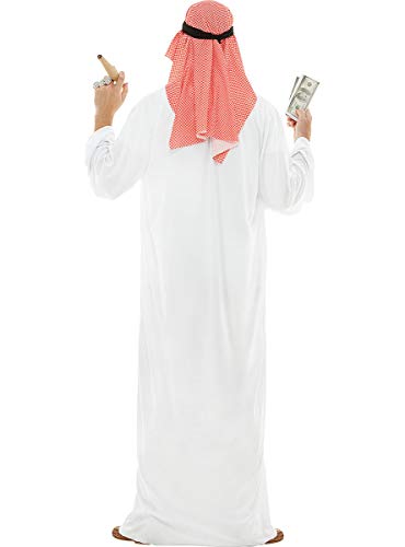 Funidelia | Disfraz de árabe para Hombre Talla XXL ▶ Jeque, Petróleo, Dinero - Color: Blanco - Divertidos Disfraces y complementos para Carnaval y Halloween