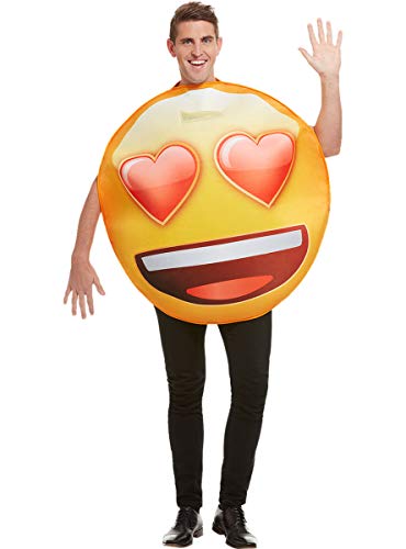Funidelia | Disfraz de Emoji Sonriente con Ojos de corazón Oficial para Hombre y Mujer Talla única ▶ Emoticono, Whatsapp, Original y Divertido - Color: Amarillo - Licencia: 100% Oficial