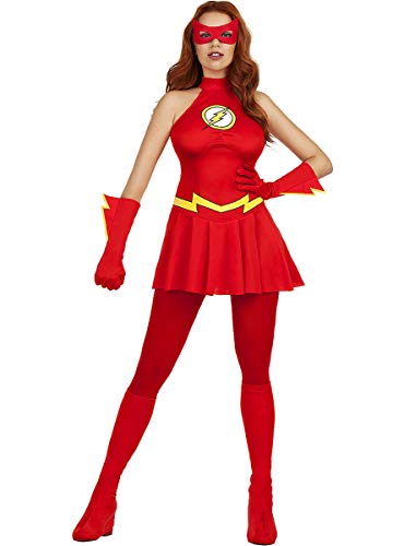 Funidelia | Disfraz de Flash Oficial para Mujer Talla XS ▶ Superhéroes, DC Comics, Justice League - Color: Rojo - Licencia: 100% Oficial - Divertidos Disfraces y complementos