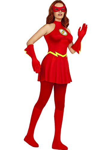 Funidelia | Disfraz de Flash Oficial para Mujer Talla XS ▶ Superhéroes, DC Comics, Justice League - Color: Rojo - Licencia: 100% Oficial - Divertidos Disfraces y complementos