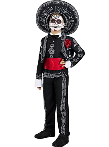 Funidelia | Disfraz de Mariachi para niño ▶ Catrina, Dia de los Muertos, Terror - Disfraz para niños y divertidos accesorios para Fiestas, Carnaval y Halloween - Talla 3-4 años - Negro