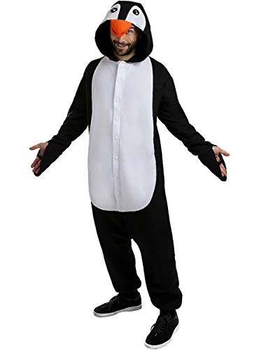 Funidelia | Disfraz de pingüino Onesie para Hombre y Mujer Talla M ▶ Animales, Polo Sur - Color: Negro - Divertidos Disfraces y complementos para Carnaval y Halloween