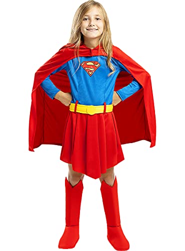Funidelia | Disfraz de Supergirl Oficial para niña Talla 10-12 años ▶ Kara Zor-El, Superhéroes, DC Comics - Color: Rojo - Licencia: 100% Oficial - Divertidos Disfraces y complementos