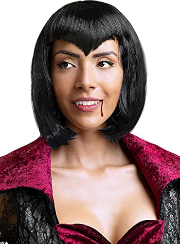 Funidelia | Peluca de vampiresa negra para mujer ▶ Terror, Dracula, Vampire - Accesorios para adultos, accesorio para disfraz - Negro