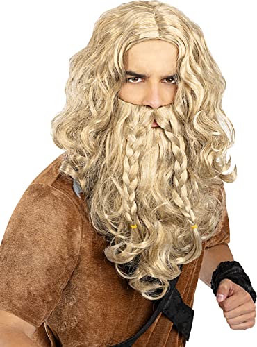 Funidelia | Peluca y barba de vikingo para hombre ▶ Nórdico, Valkiria, Bárbaro, Vikings - Accesorios para adultos, accesorio para disfraz - Marrón