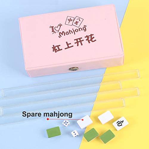 FXBFAG Juego de Mahjong portátil pequeño - Fabricación de Material de melamina para la protección de la Salud y el Medio Ambiente, 1.6 * 1.1 * 2.4 cm (0.63 * 0.43 * 0.94 Pulgadas), Majong Set Mah J