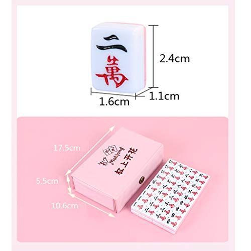 FXBFAG Juego de Mahjong portátil pequeño - Fabricación de Material de melamina para la protección de la Salud y el Medio Ambiente, 1.6 * 1.1 * 2.4 cm (0.63 * 0.43 * 0.94 Pulgadas), Majong Set Mah J