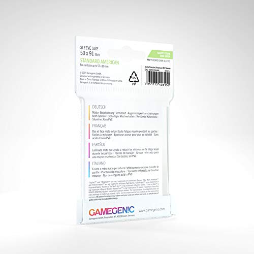 GAMEGEN!C- Matte Std American-Sized Boardgame Sleeves 59x91m, Color Clear (GGS10066ML)
